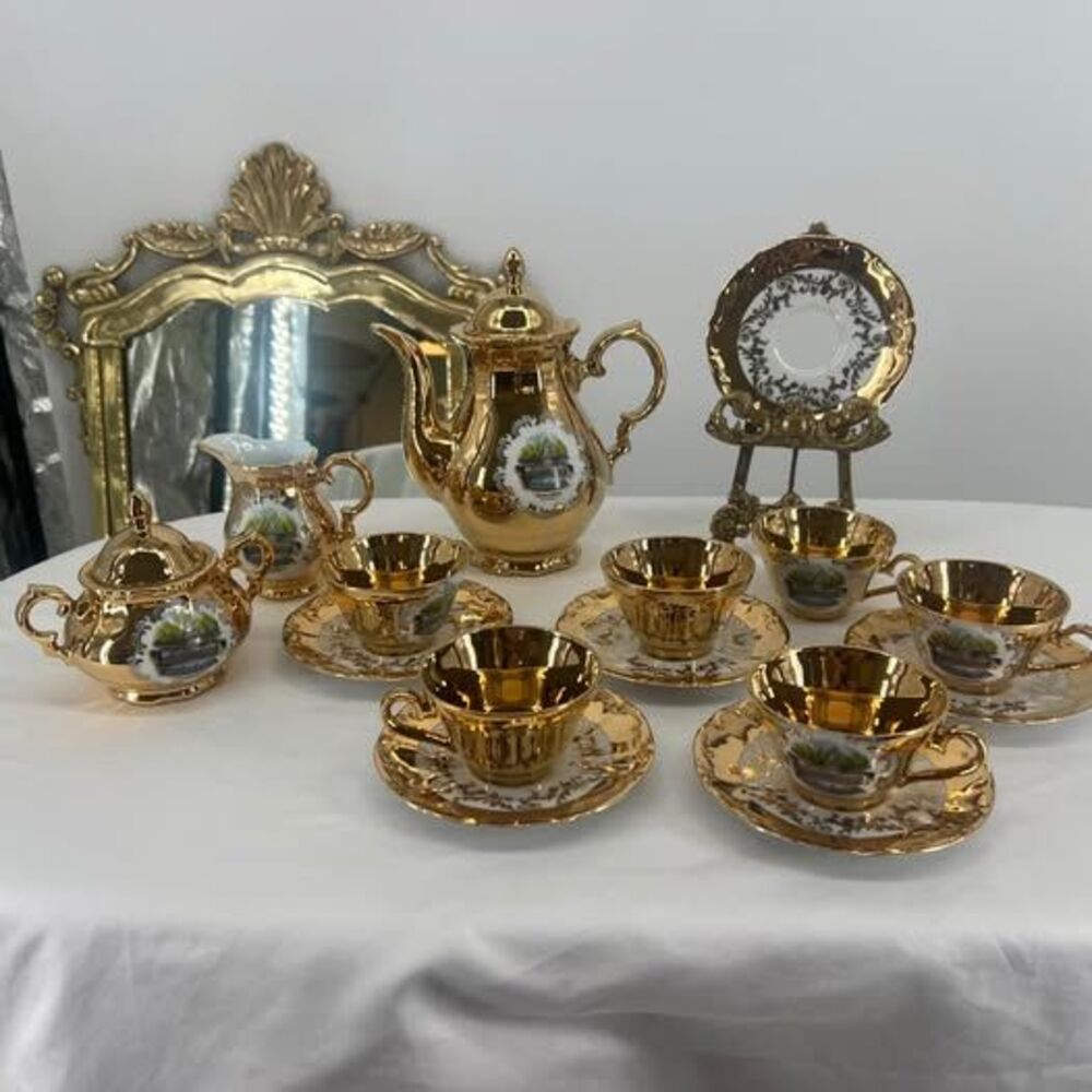 TK K&A 24k Gold Plated Porcelain Tea/Coffee Set